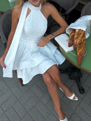 Mia dress jacquard with regilin white