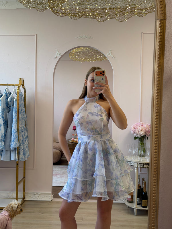 Dress Mia with organza print orchid