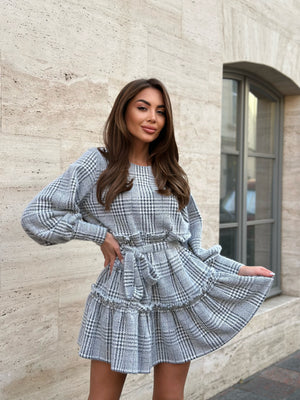 Dress Checkered bunny mini black checkered