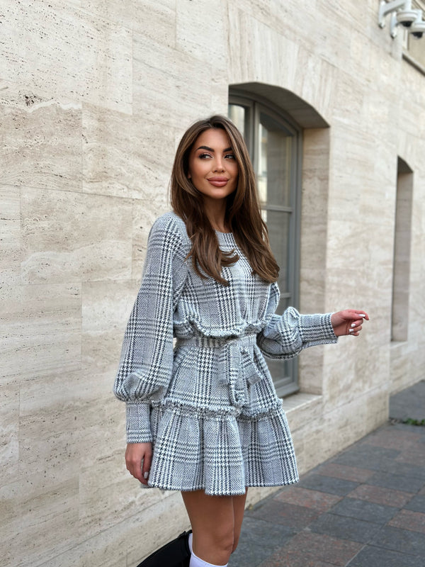 Dress Checkered bunny mini black checkered