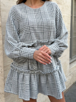 Dress Checkered bunny mini black checkered