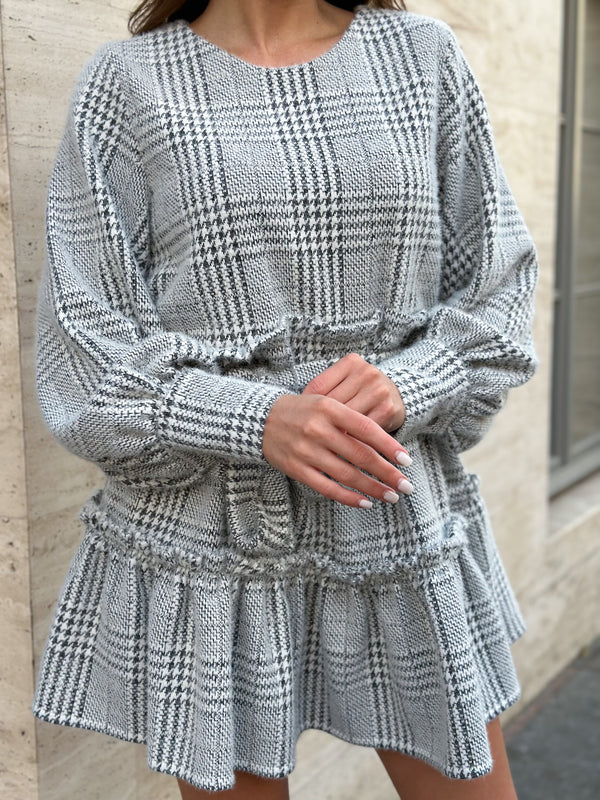 Dress Checkered bunny mini black checkered