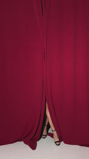 Dress Lola with long-sleeved satin burgundy